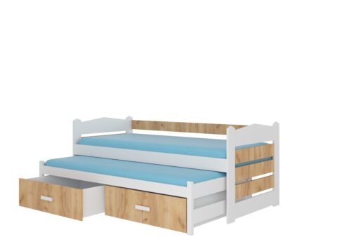 Dvigulė lova su TIARRO čiužiniais 180×80 balta/auksinio ąžuolo spalvos ADRK