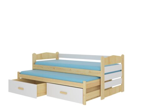 Dvigulė lova su TIARRO čiužiniais 180×80 natūrali pušis/balta ADRK