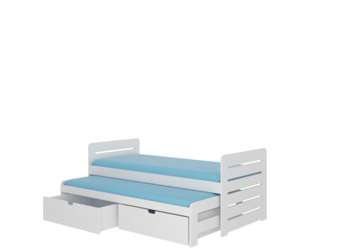 Dvigulė lova su TOMI čiužiniais 180×80 balta ADRK