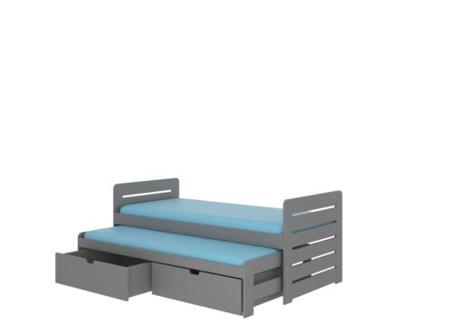 Dvigulė lova su TOMI čiužiniais 200×90 pilka ADRK