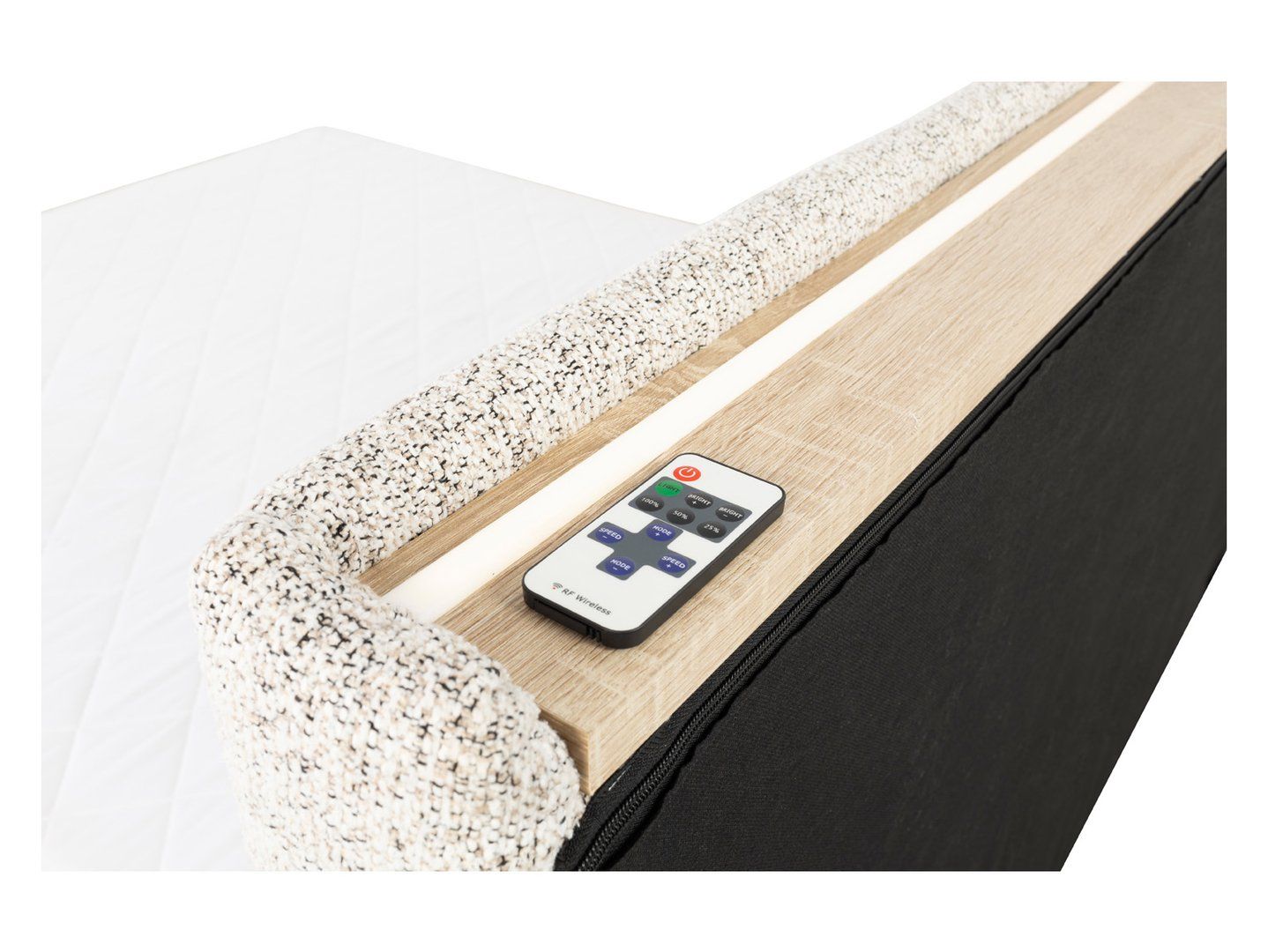 Minkšta lova su daiktadėže ir rėmu TRIPO 160x200 smėlio spalvos