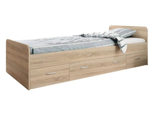 Boro lova su 3 stalčiais, 90×200, Sonoma ąžuolas