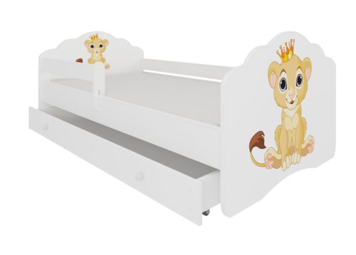 Lova su čiužiniu, bėgeliu ir stalčiumi CASIMO LION 160×80 balta ADRK