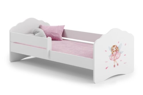 Lova su čiužiniu ir karnizu CASIMO MERGAITĖ SU SPARNAIS 160×80 balta ADRK