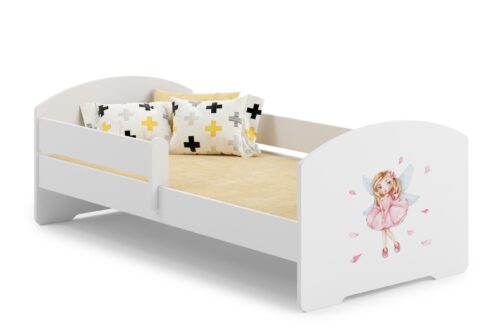 Lova su čiužiniu ir karnizu PEPE MERGINA SU SPARNAIS 140×70 balta ADRK