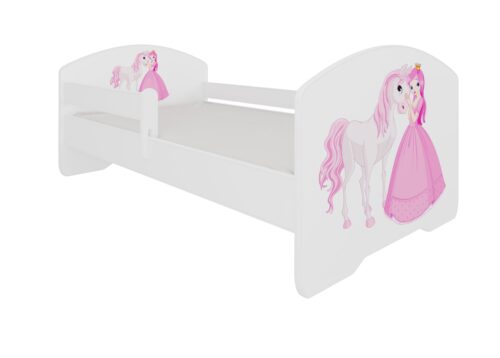 Lova su čiužiniu ir karnizu PEPE PRINCESS AND HORSE 140×70 balta ADRK