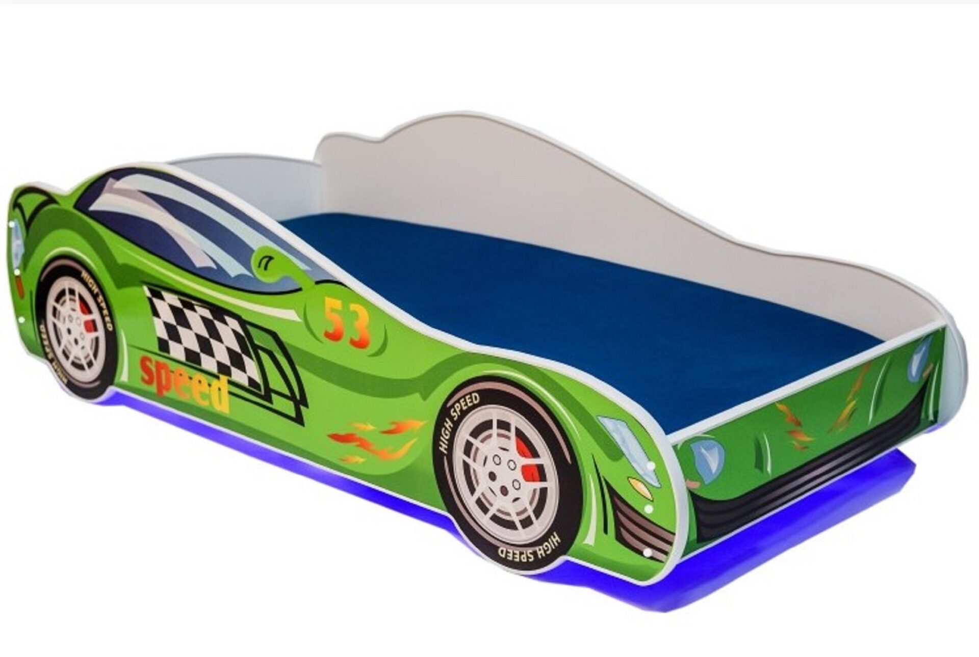 Lova su čiužiniu ir LED apšvietimu SPEED 140x70 žalia ADRK