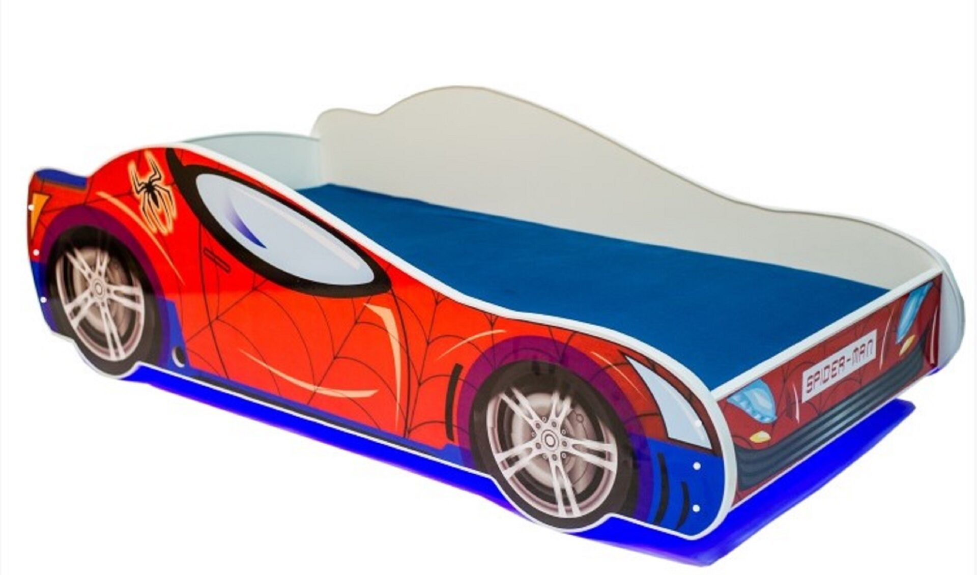 Lova su čiužiniu ir LED apšvietimu SPIDER 160x80 raudona ADRK