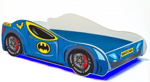 BATCAR 140×70 mėlyna ADRK lova su čiužiniu ir LED apšvietimu