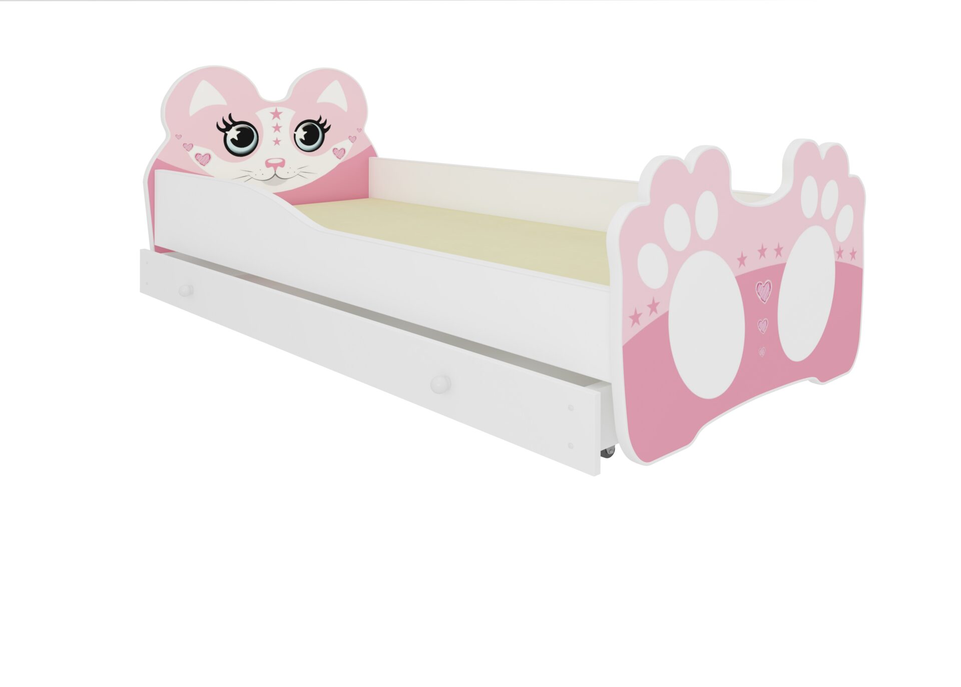Lova su čiužiniu ir stalčiumi BEAR PINK 160x80 pušis ADRK