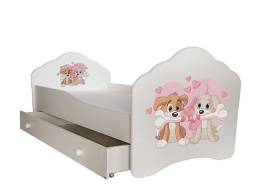 Lova su čiužiniu ir stalčiumi CASIMO TWO DOGS 160×80 balta ADRK