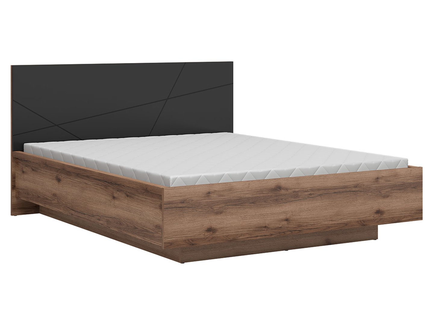 FORN lova su daiktadėže 169,5 cm, Delano tamsaus ąžuolo/matinės juodos spalvos