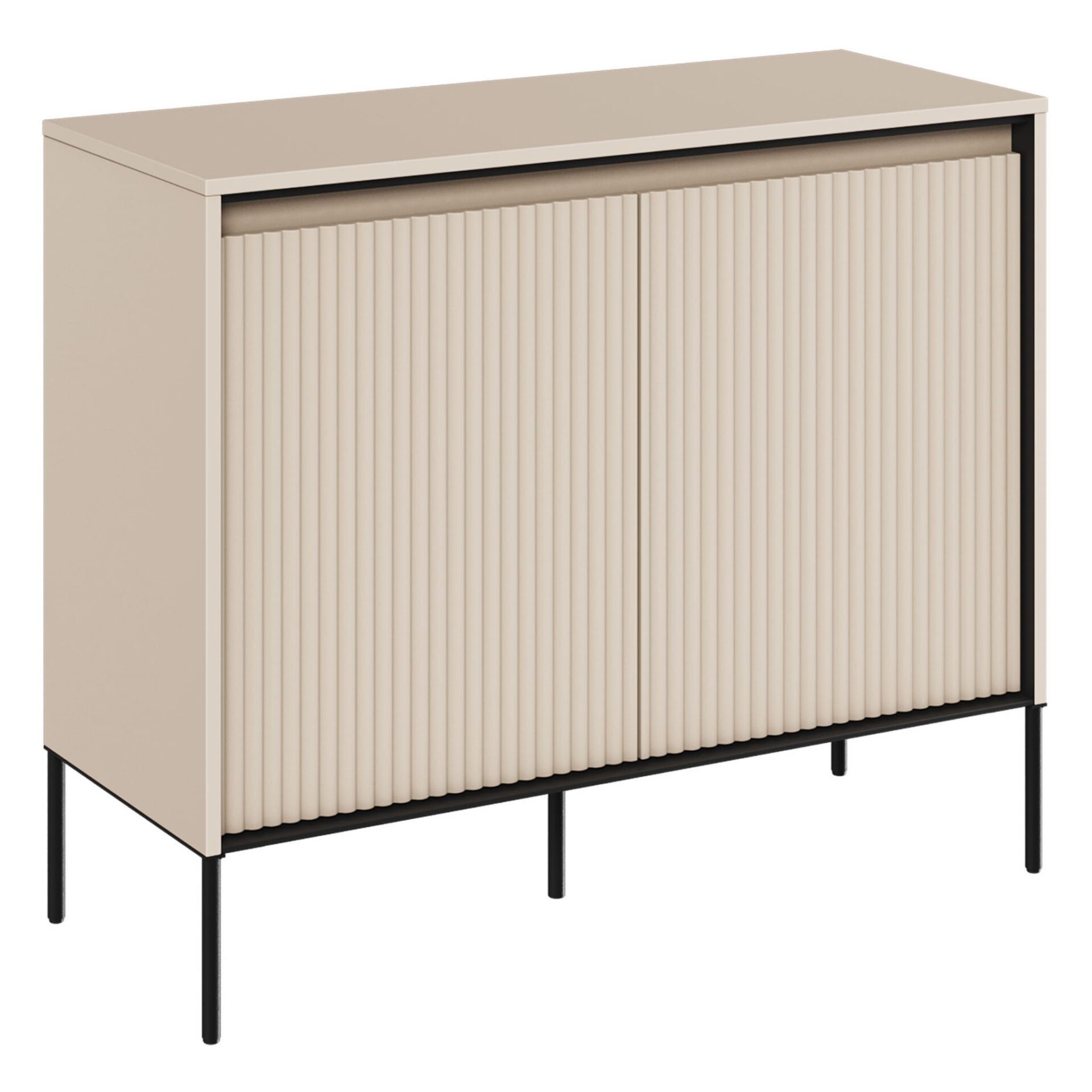 TREND 02 frezuota komoda, smėlio spalvos / juodos kojelės