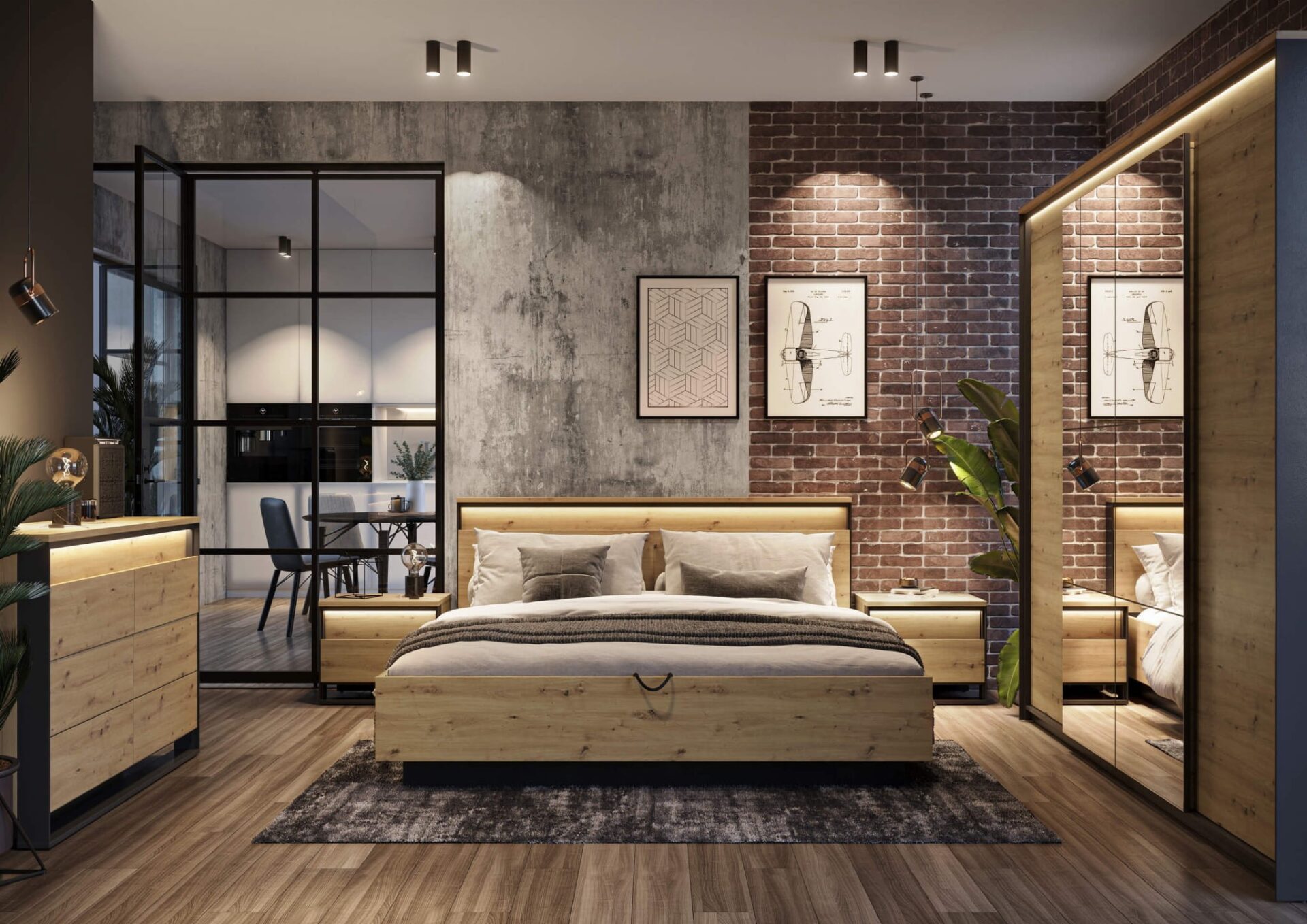 QUANT QS-01 stumdoma spinta, ąžuolo imitacija / juoda - Paveikslėlis 7