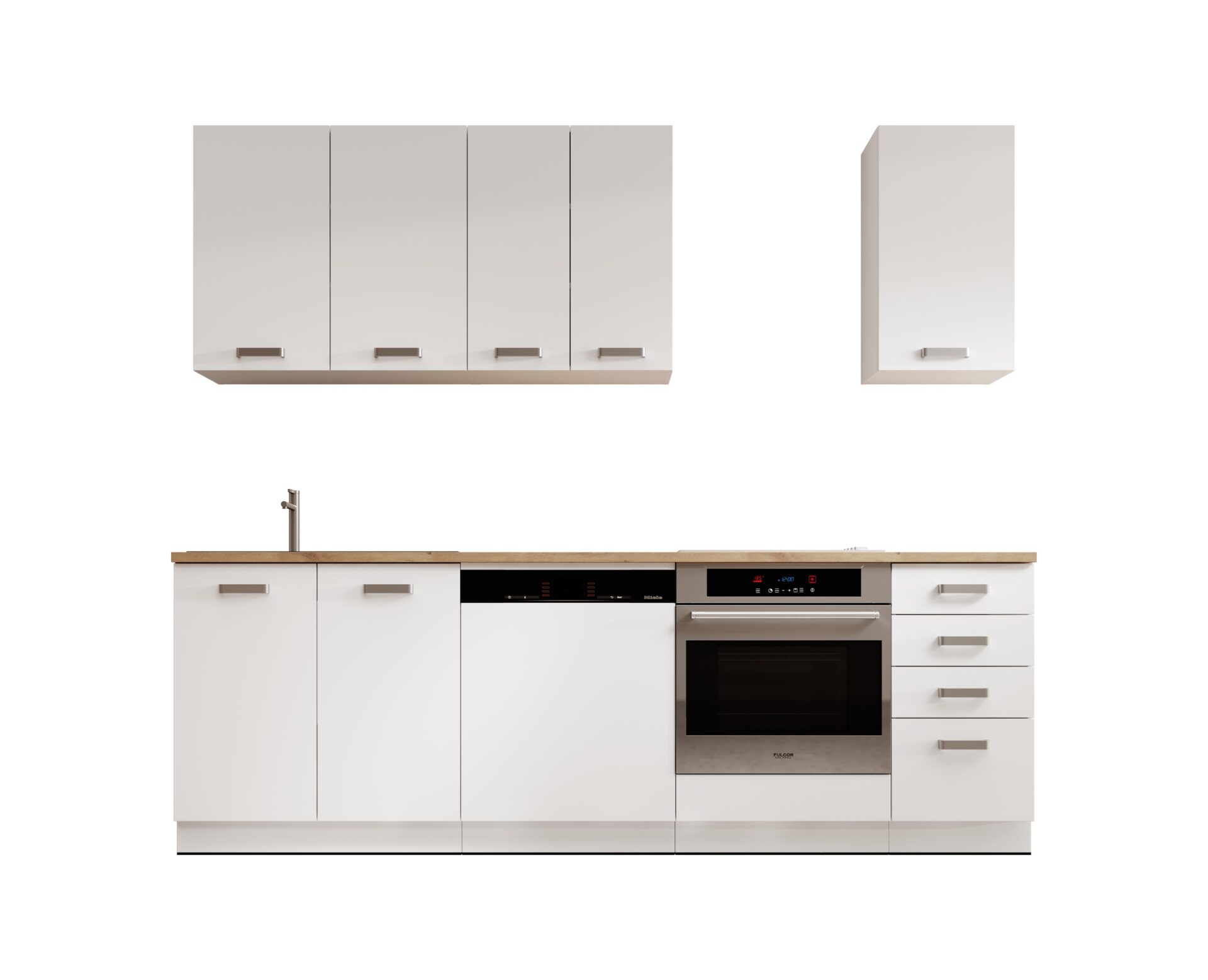 BUBBLE 240 Balta/Lancelot ąžuolo virtuvės baldai ADRK