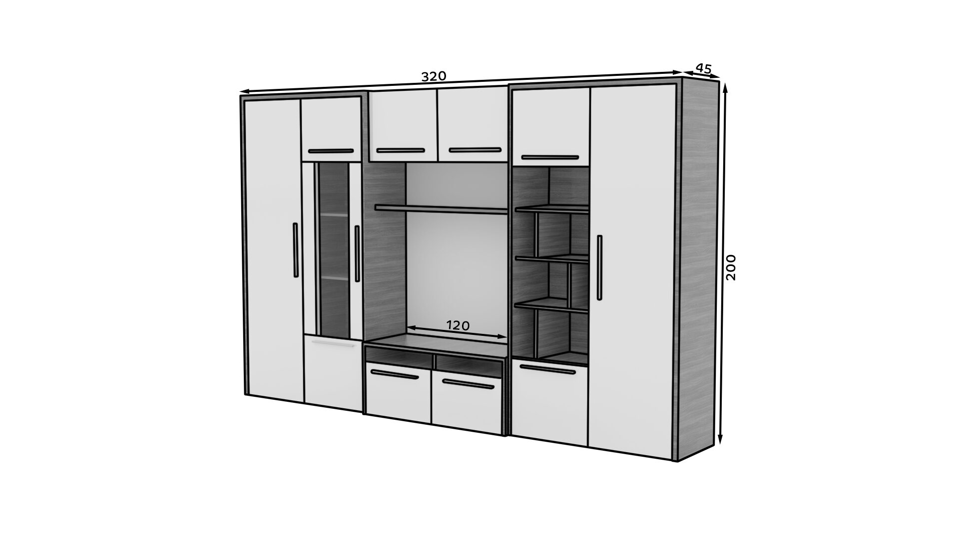 MARIO sieninė spintelė, blizgi balta / tamsus Mont Blanc, ADRK - Paveikslėlis 3