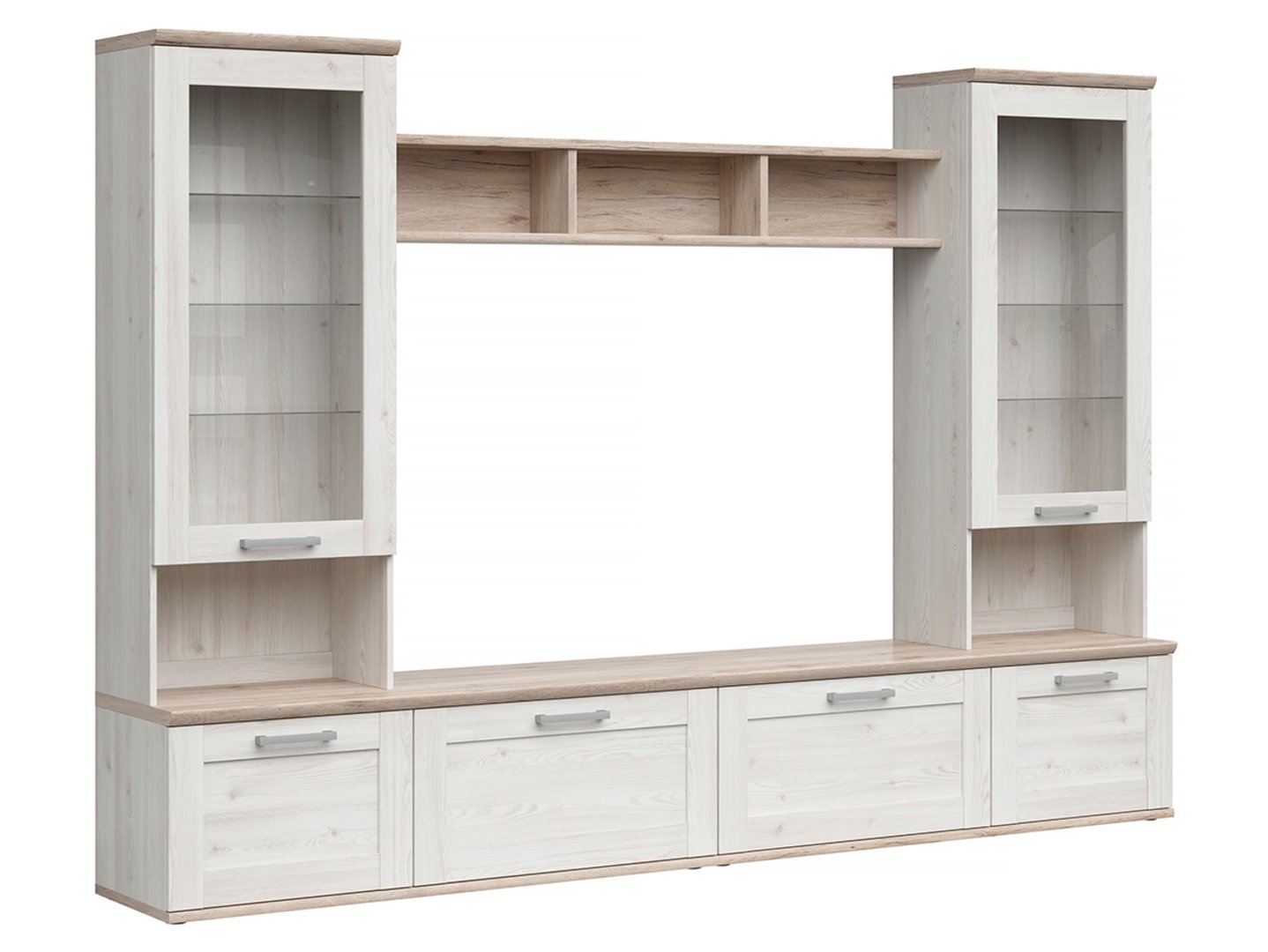 ROMANCE sieninė spintelė 277 cm, šviesus San Remo ąžuolas/šviesus Sibiu maumedis