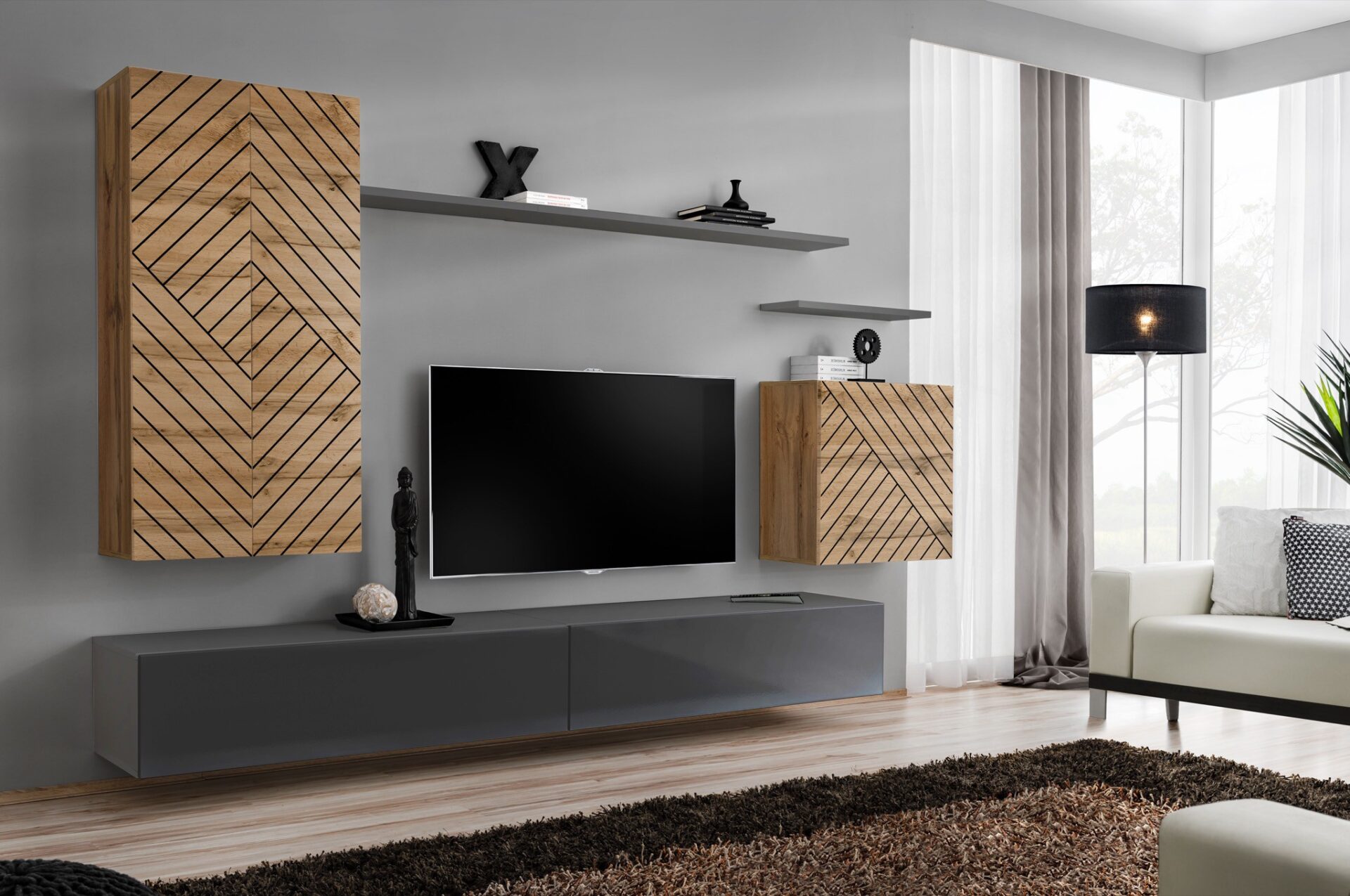 „Switch II“ sieninė spintelė wotan/grafito ASM