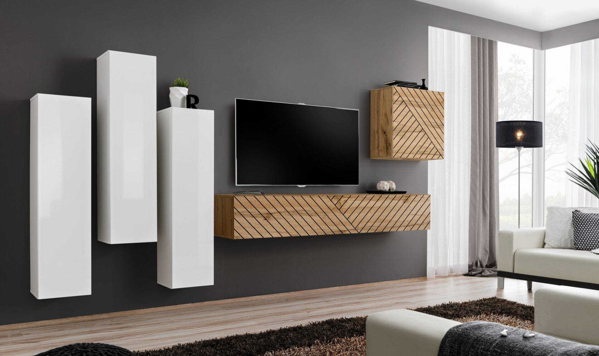 „Switch III“ sieninė spintelė, balta/wotan ASM