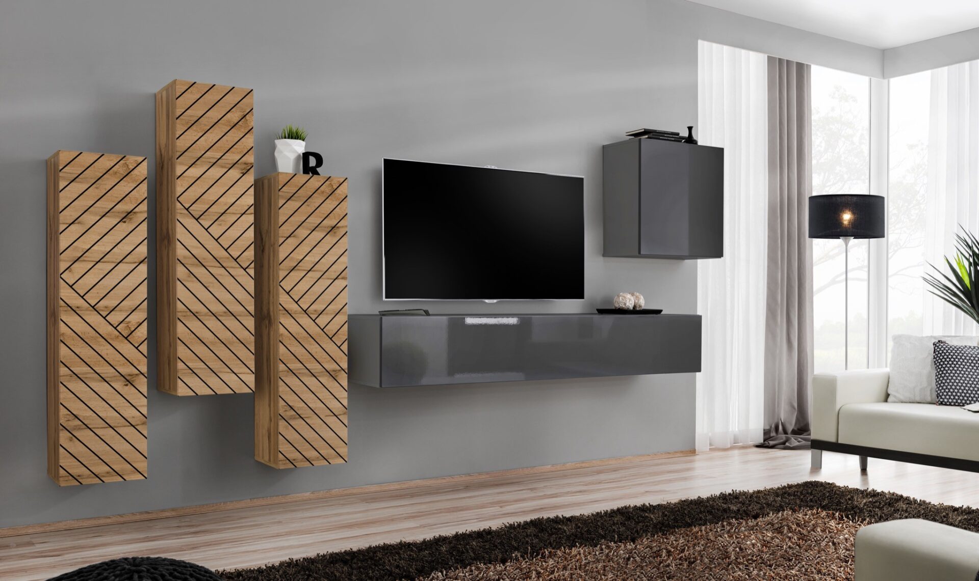 „Switch III“ sieninė spintelė wotan/grafito ASM