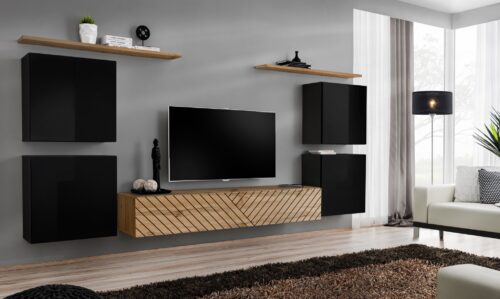 Sieninė spintelė „Switch IV“ juoda/wotan ASM