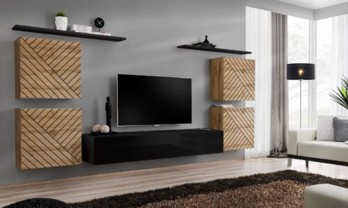 Sieninė spintelė „Switch IV“ su juoda spalva, ASM