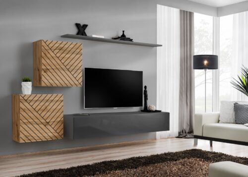 Sieninė spintelė „Switch V“ su wotan/grafito ASM danga