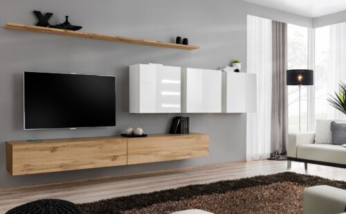 Sieninė spintelė „Switch VII“ su balta spalva, Wotan/balta, SW7 ASM