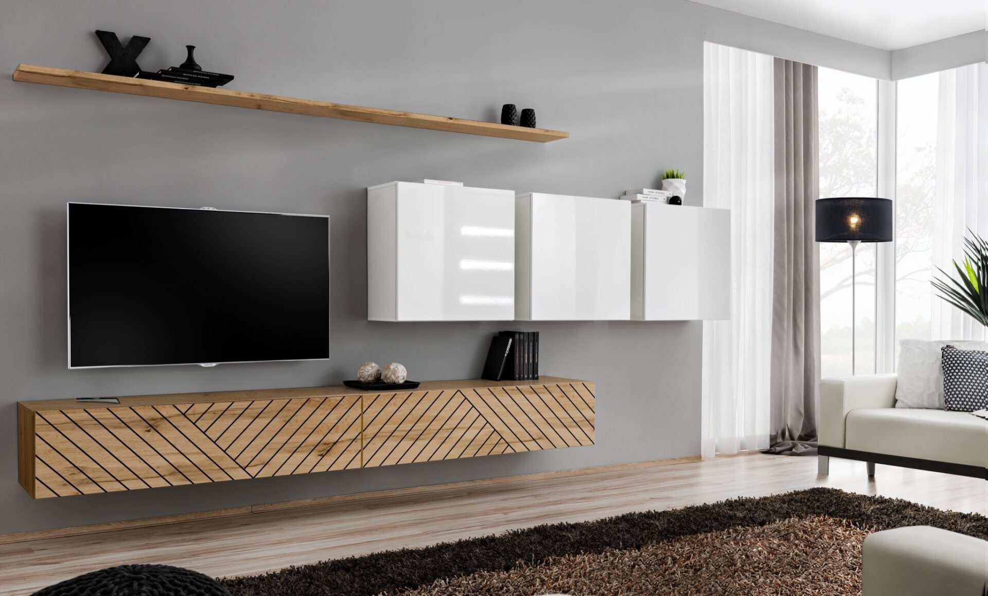 Sieninė spintelė „Switch VII“ (wotan/balta ASM)