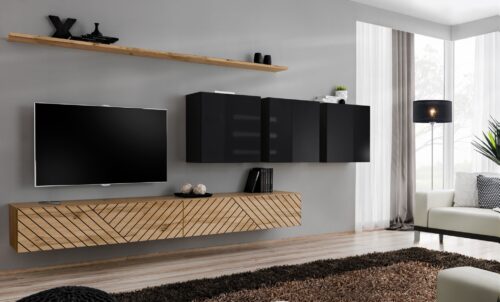 Sieninė spintelė „Switch VII“ (wotan/juoda ASM)