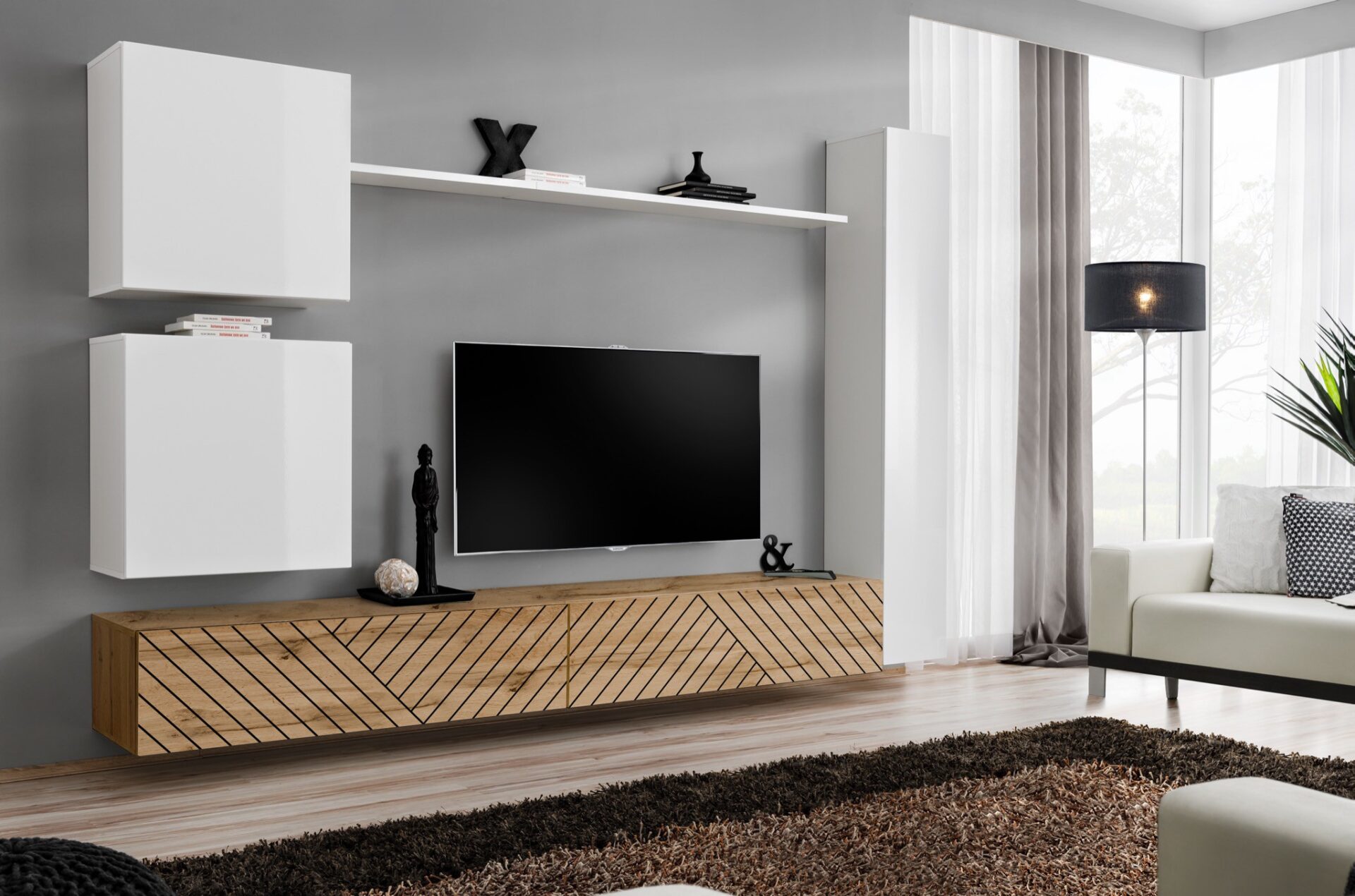 „Switch VIII“ sieninė spintelė, balta/wotan ASM