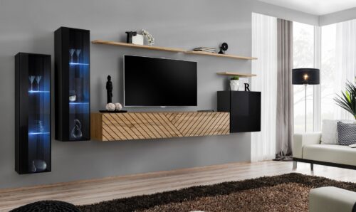 Sieninė spintelė „Switch XI“, juoda/wotan ASM