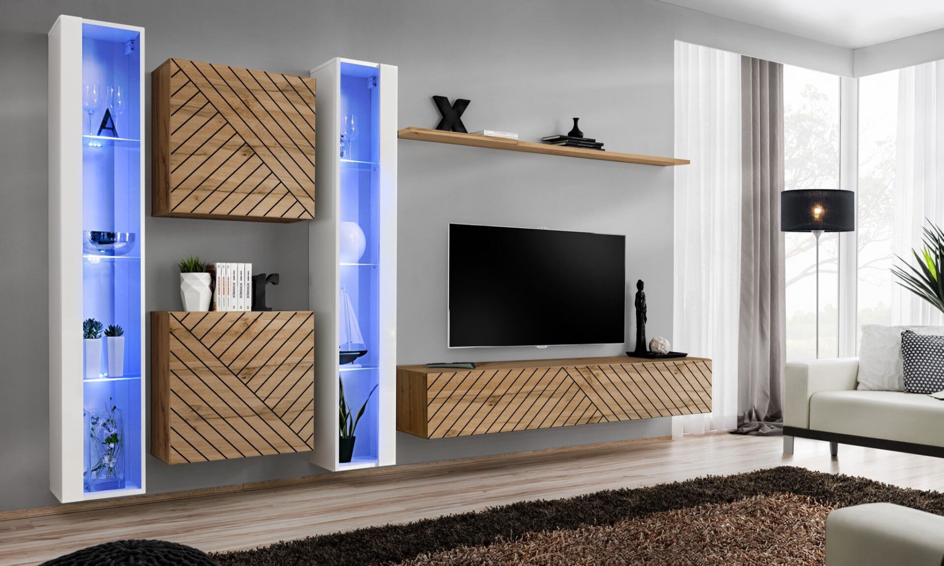 Sieninė spintelė „Switch XVI“, balta/wotan ASM