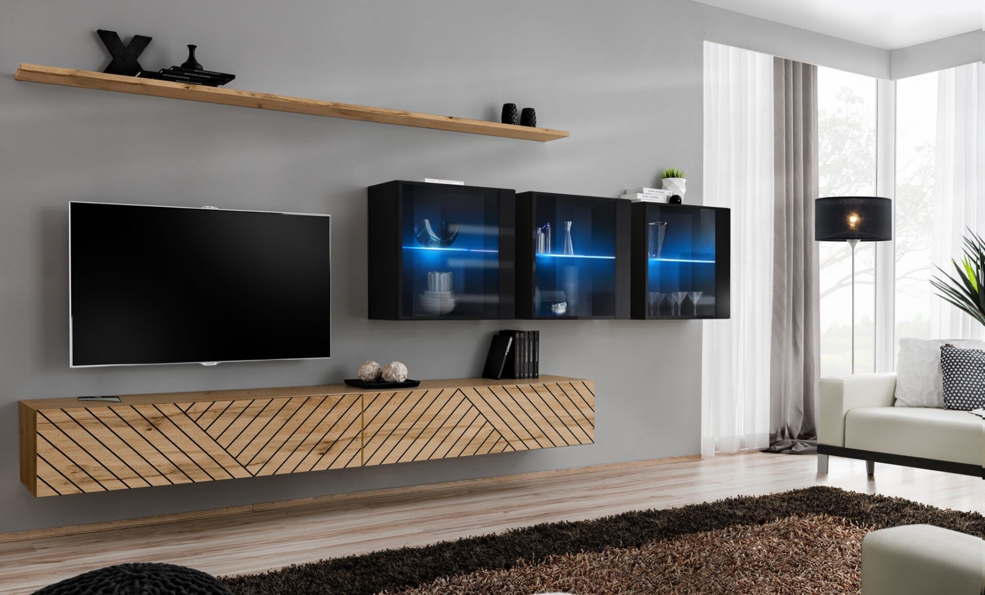 Jungiklis XVII sieninė spintelė wotan/juoda ASM