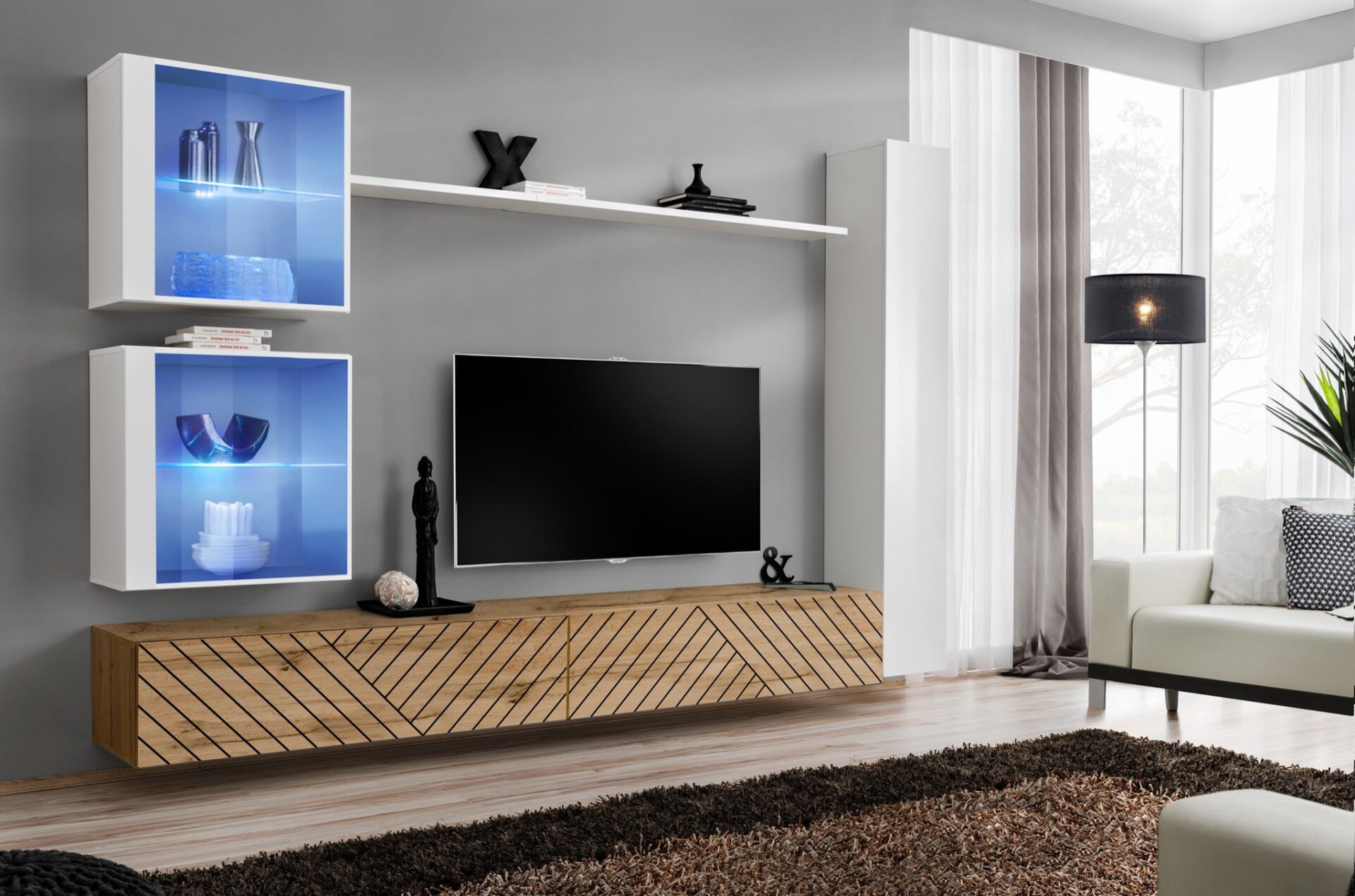 Sieninė spintelė „Switch XVIII“, balta/wotan ASM