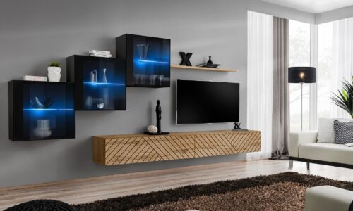 „Switch XX“ sieninė spintelė, juoda/wotan ASM