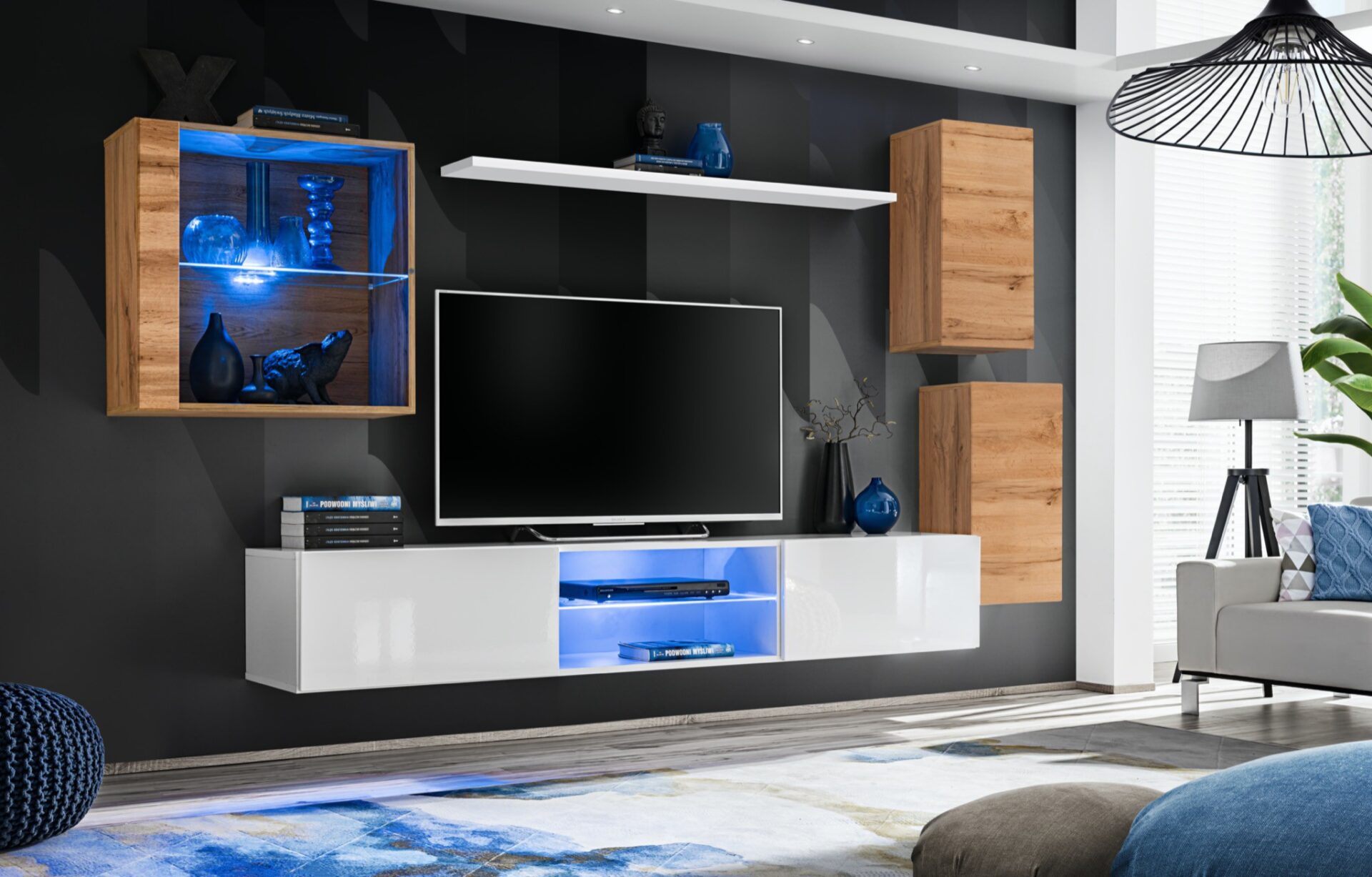 Sieninė spintelė „Switch XXIII“ wotan/balta ASM