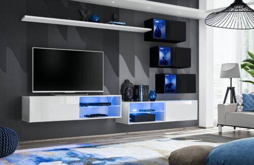 „Switch XXIV“ sieninė spintelė, balta/juoda ASM