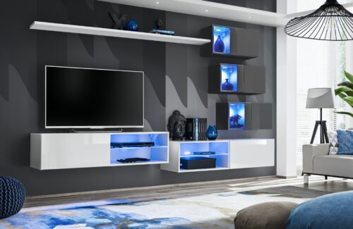 „Switch XXIV“ sieninė spintelė, balta/grafito spalvos ASM