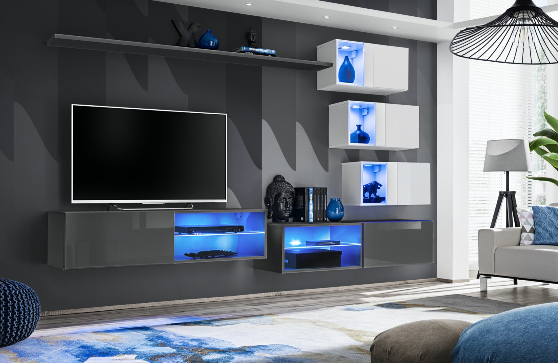 Sieninė spintelė „Switch XXIV“ grafito/baltos spalvos ASM