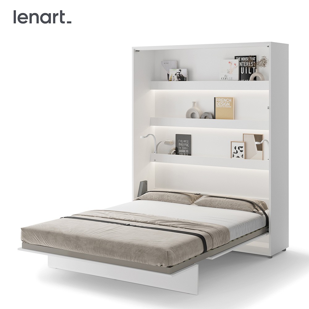 Lovos koncepcija BC-12 - vertikali prie sienos montuojama lova 160 - balta