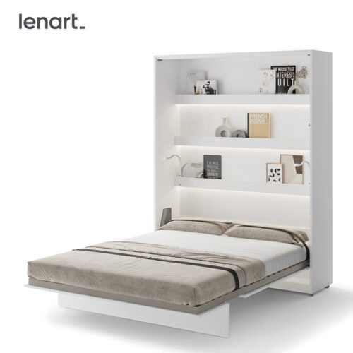 Lovos koncepcija BC-12p – vertikali sieninė lova 160 – balta blizgi