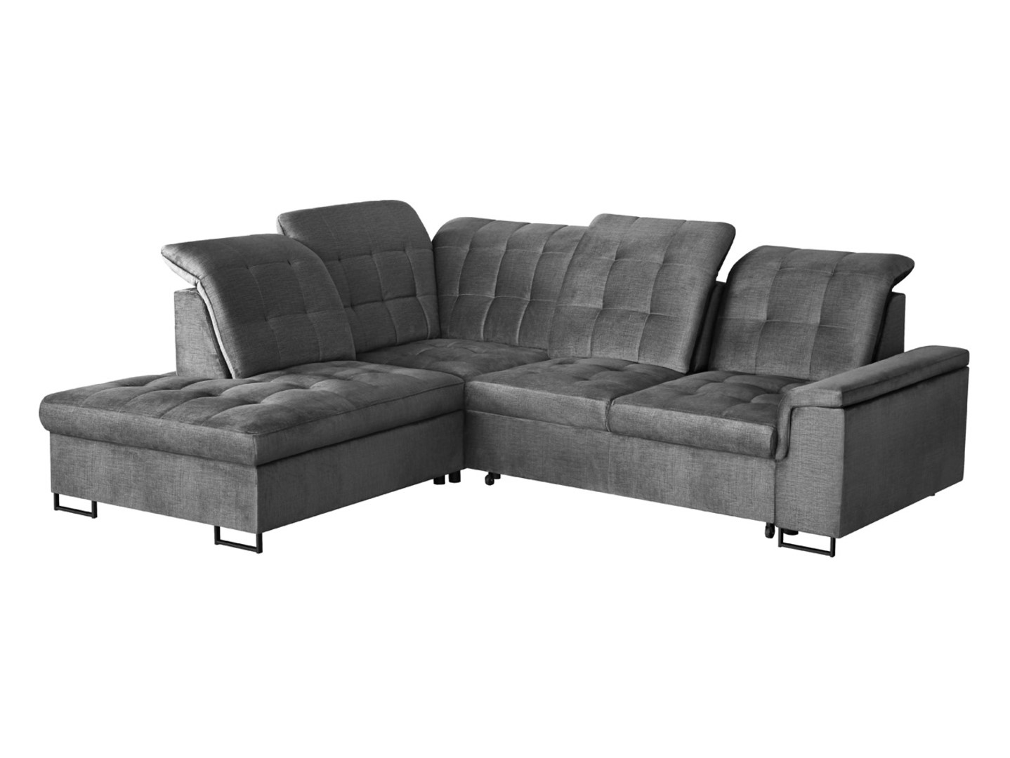 Aragon kairinė kampinė sofa su reguliuojamu galvos atlošu ir sėdyne, pilka — изображение 5