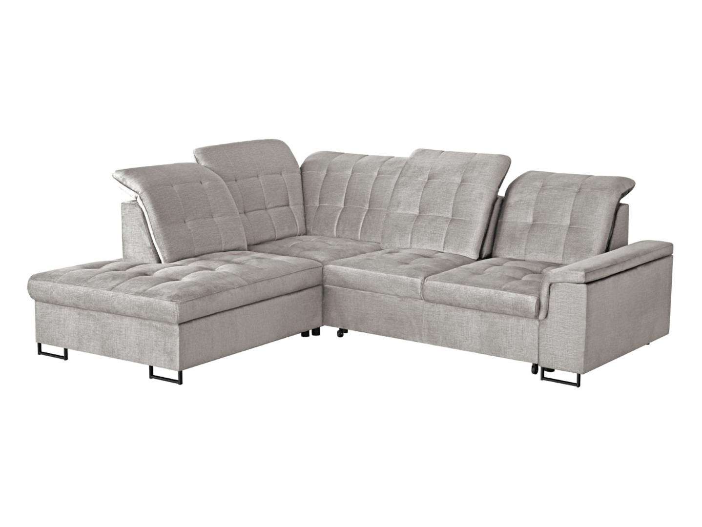 Aragon kairinė kampinė sofa su reguliuojamo aukščio galvos atrama ir sėdyne, smėlio spalvos — изображение 5