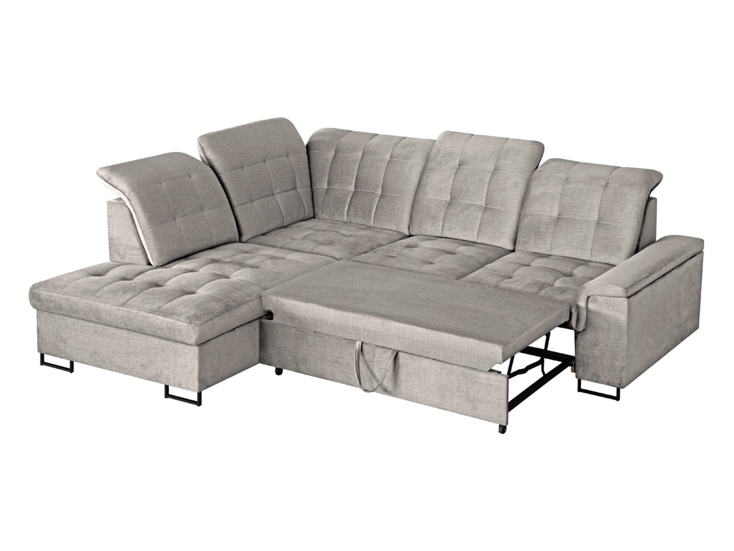 Aragon kairinė kampinė sofa su reguliuojamo aukščio galvos atrama ir sėdyne, smėlio spalvos — изображение 7