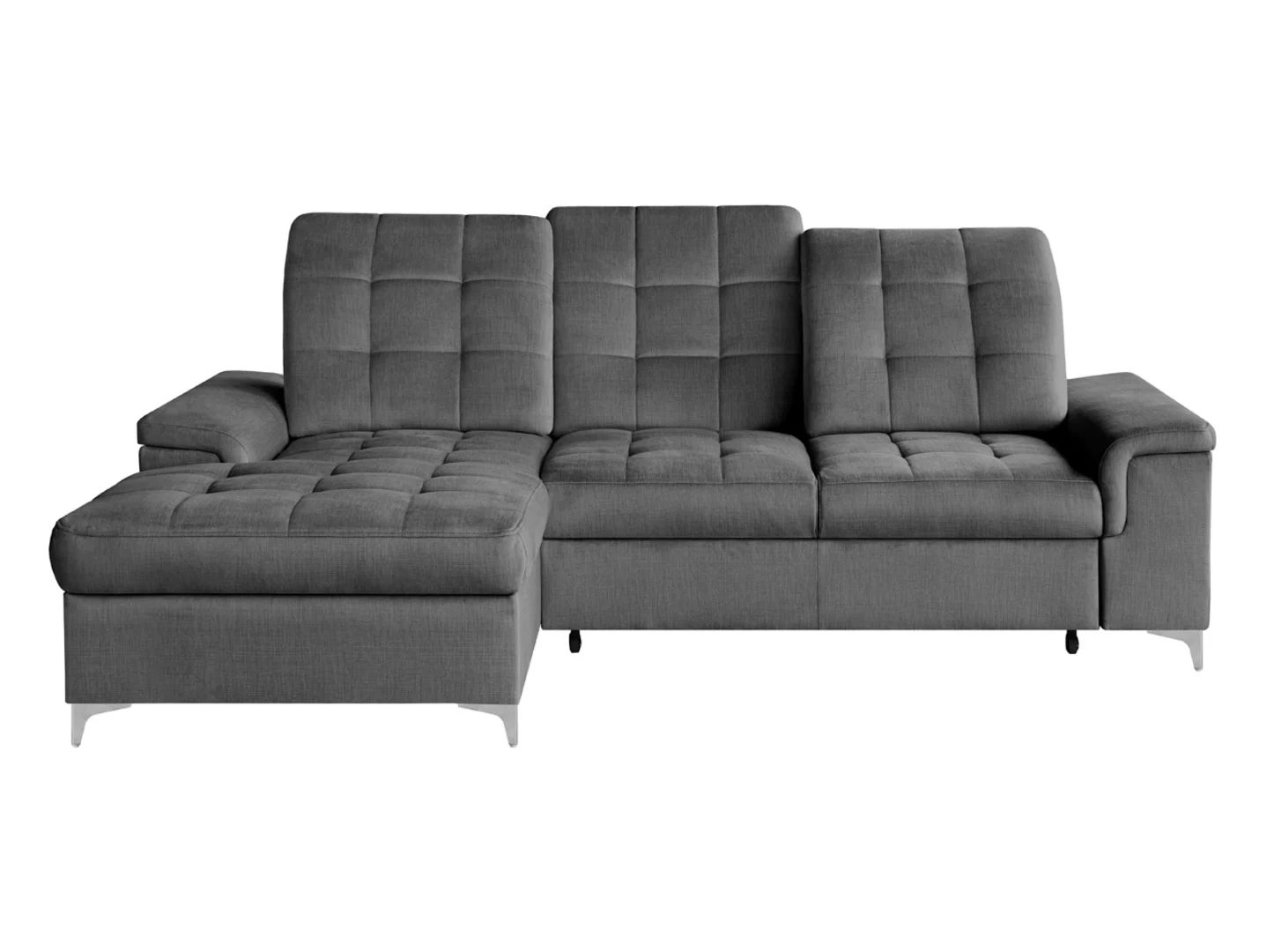 Ariado kairinė kampinė sofa, išskleidžiama, su skyriumi ir reguliuojamu atlošu, aksominė pilka — изображение 6