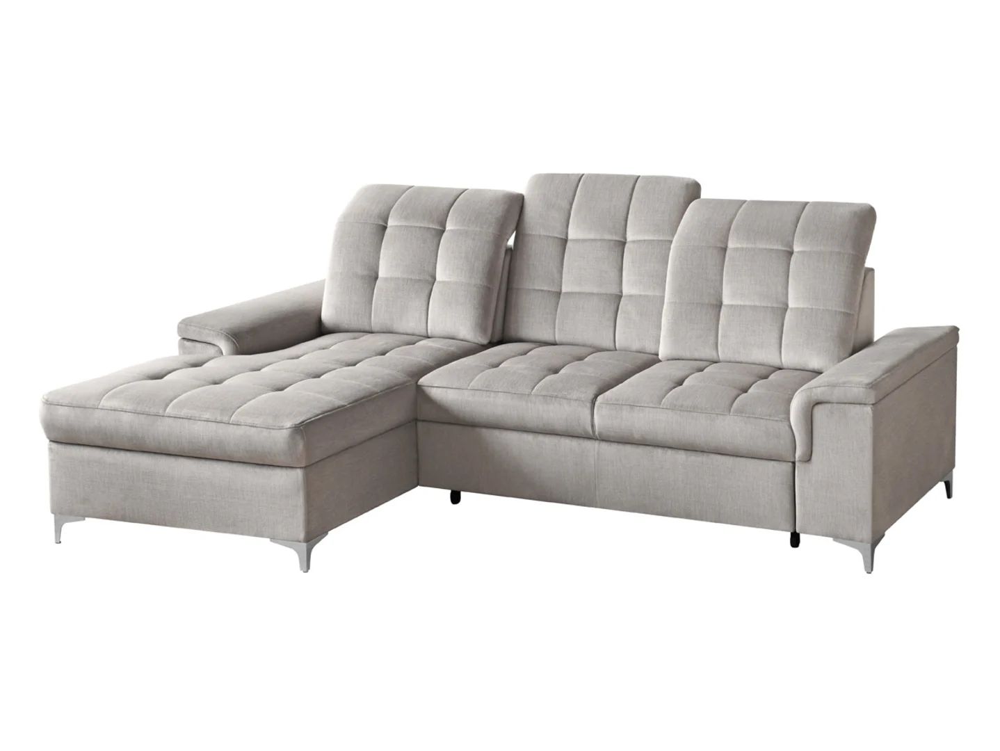 Ariado kairės pusės kampinė sofa su daiktadėže ir reguliuojamu atlošu, smėlio spalvos aksomas — изображение 5