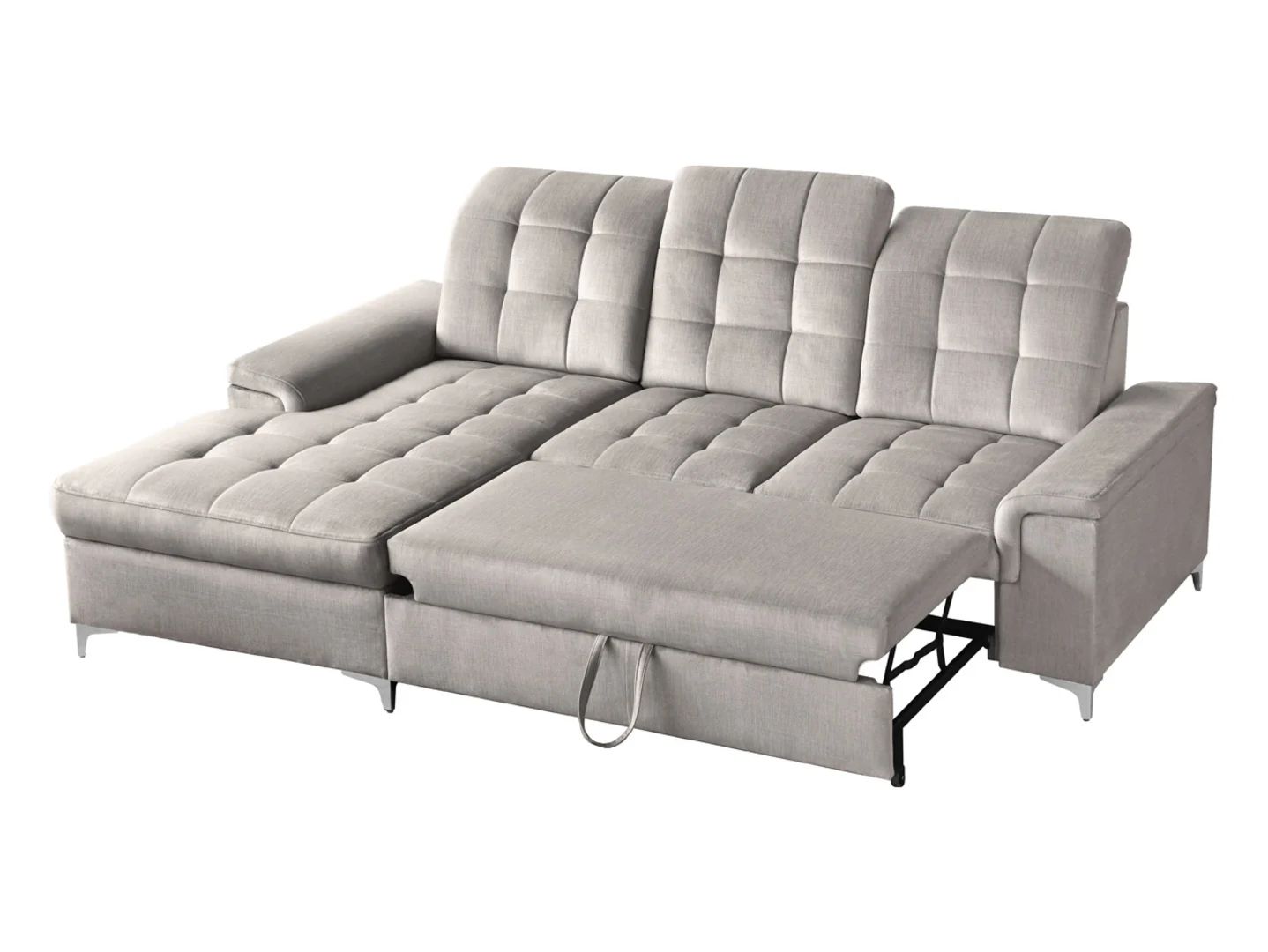 Ariado kairės pusės kampinė sofa su daiktadėže ir reguliuojamu atlošu, smėlio spalvos aksomas — изображение 7