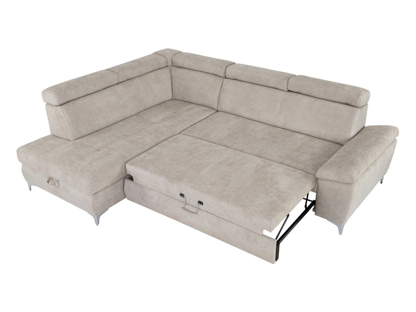 RAUL kairė išskleidžiama kampinė sofa su smėlio spalvos dėžute — изображение 6