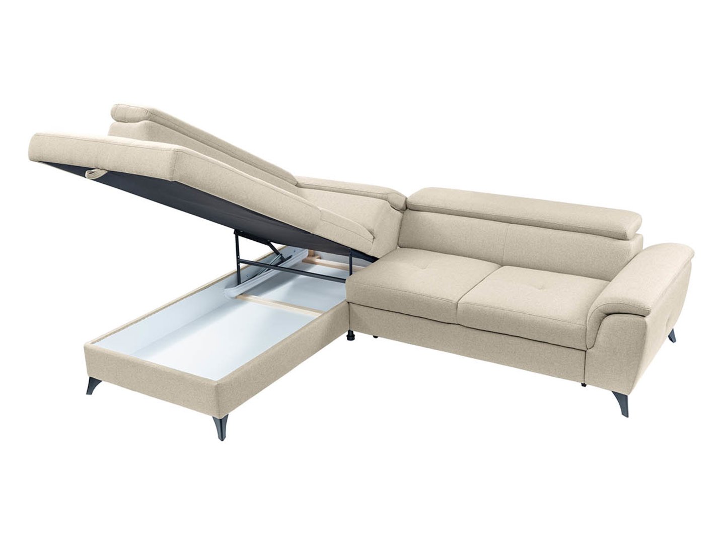 Išskleidžiama kampinė sofa su dėže kairėje pusėje Aldeia Barell 04 smėlio spalvos